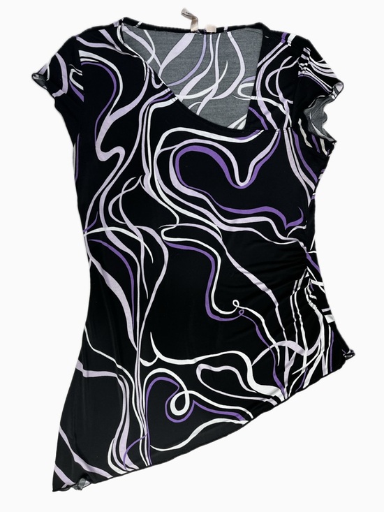 Susan Lawrence Tops - Susan Lawrence Black and Lavender Abstract Wave Top